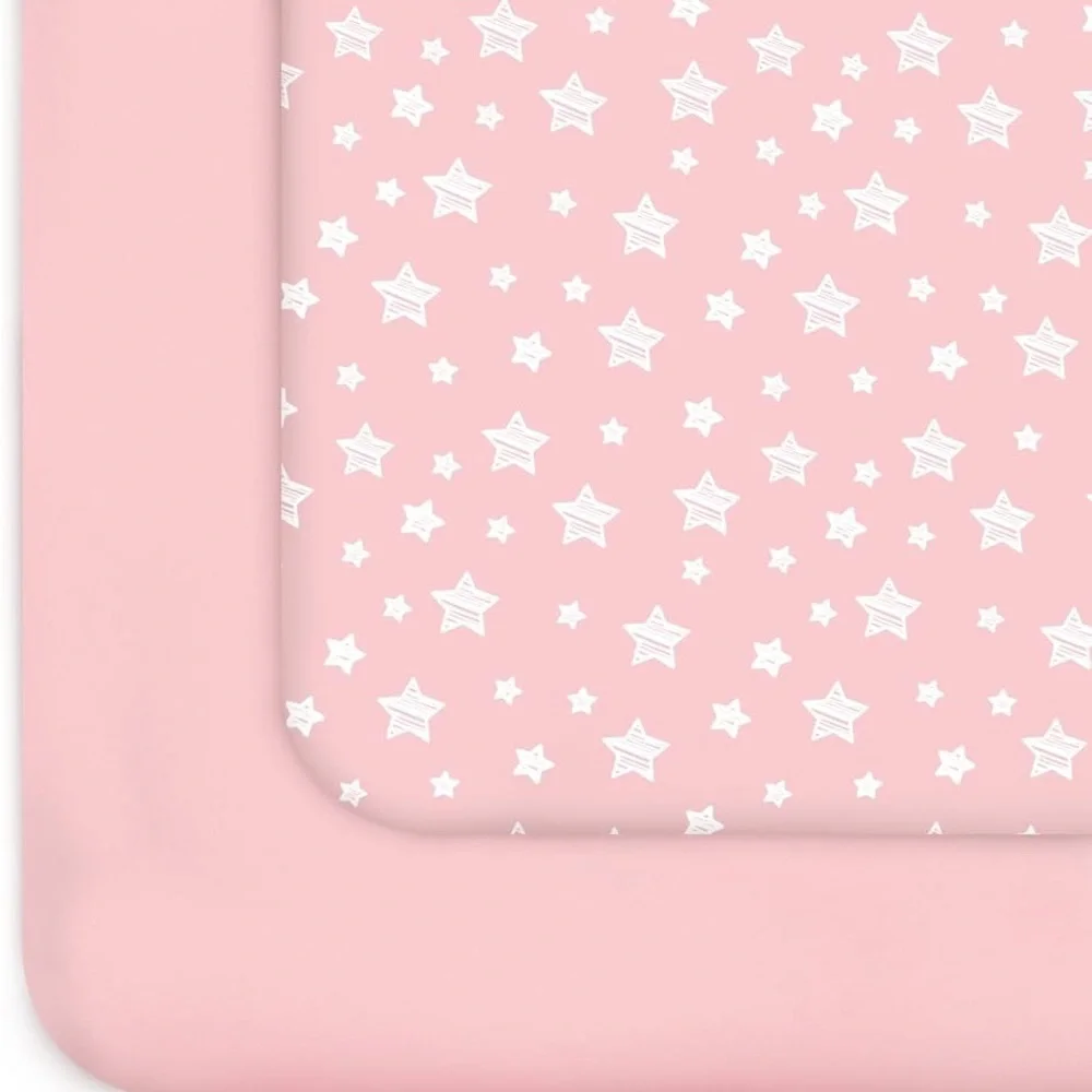 Pack N Play Or Mini Crib Sheets Set of 2 Pink and Gray